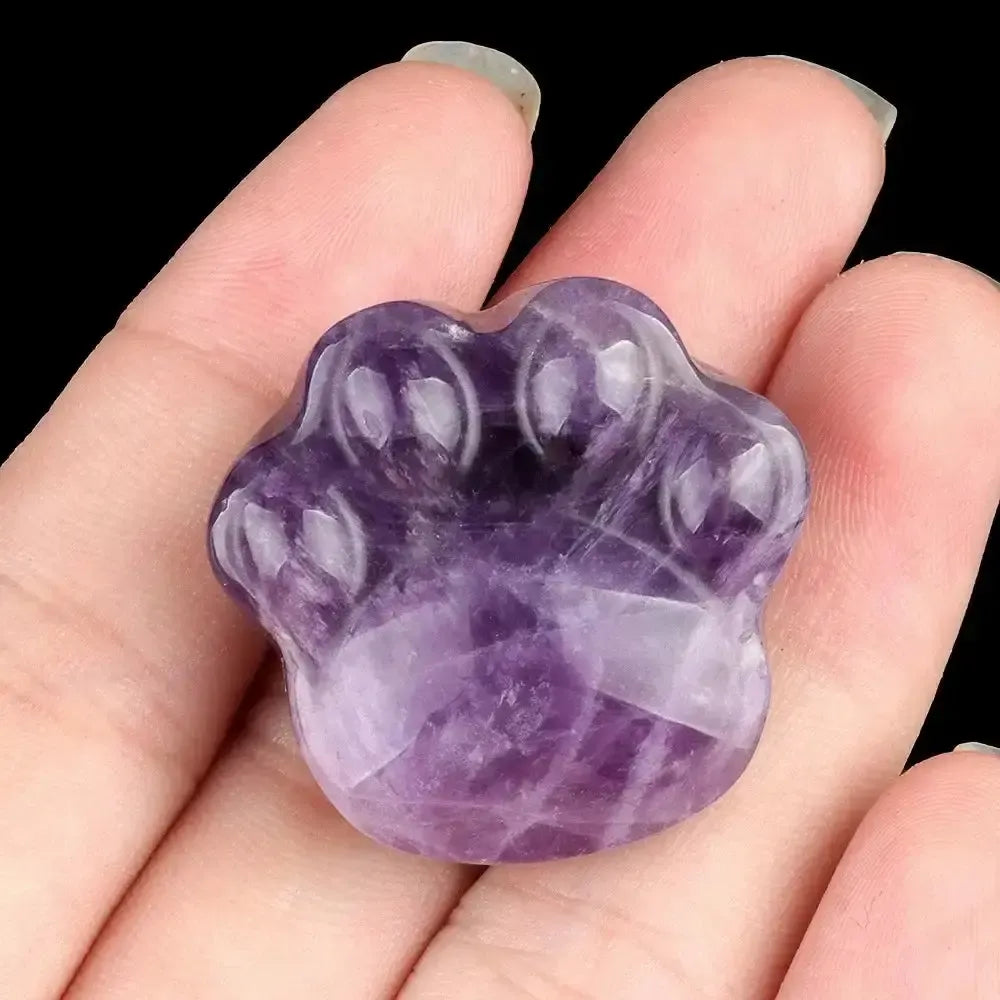 Crystal Paw Print Carving in 6 Stones-Novelty-Ali-Amethyst-30x28mm-Crystal Destiny