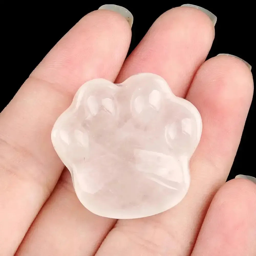 Crystal Paw Print Carving in 6 Stones-Novelty-Ali-Clear Quartz-30x28mm-Crystal Destiny