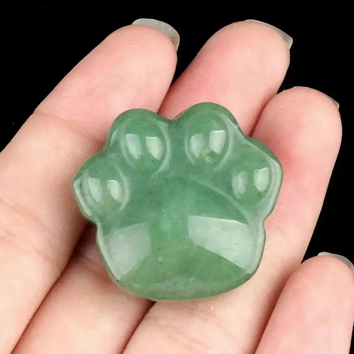 Crystal Paw Print Carving in 6 Stones-Novelty-Ali-Green Aventurine-30x28mm-Crystal Destiny