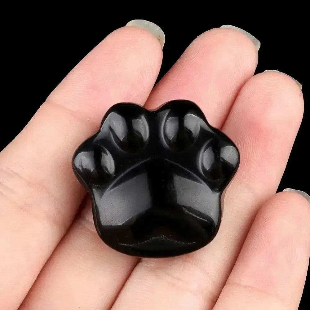 Crystal Paw Print Carving in 6 Stones-Novelty-Ali-Obsidian-30x28mm-Crystal Destiny