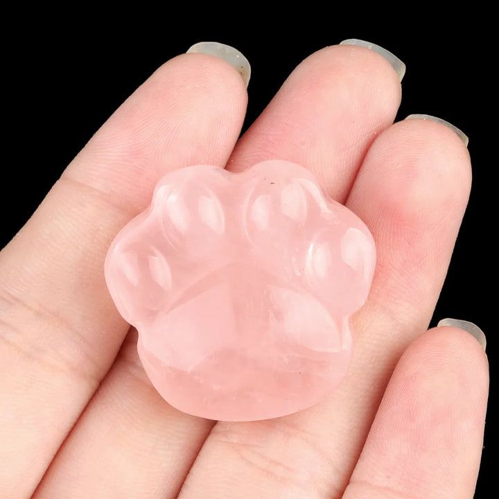 Crystal Paw Print Carving in 6 Stones-Novelty-Ali-Rose Quartz-30x28mm-Crystal Destiny