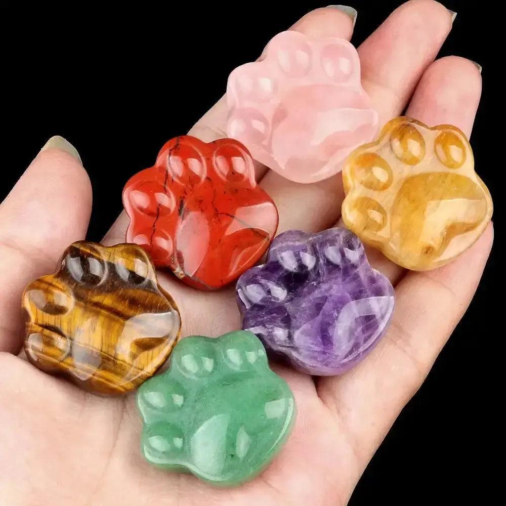 Crystal Paw Print Carving in 6 Stones