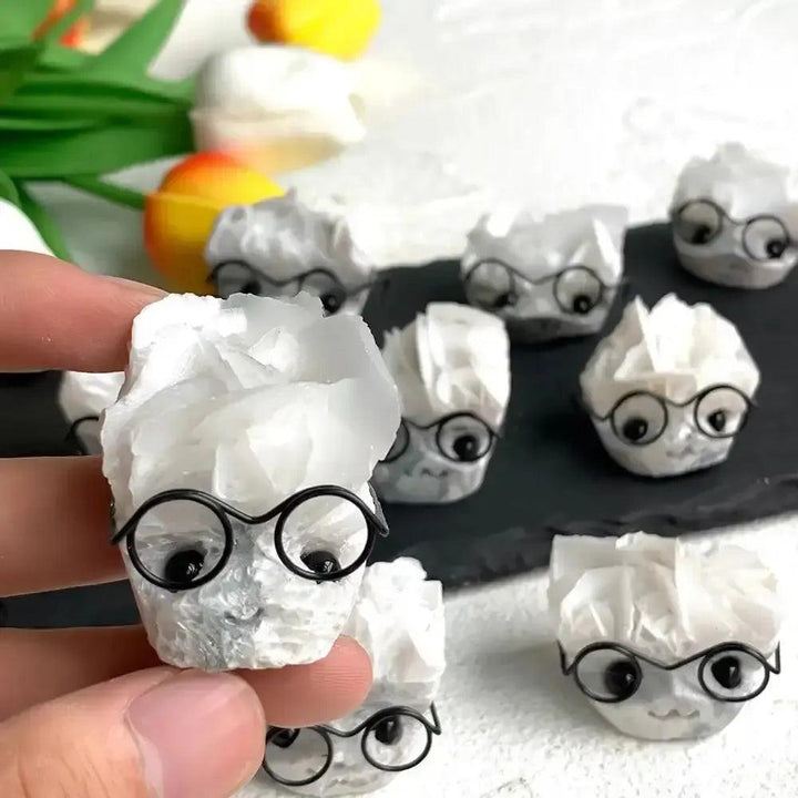 Crystal Pet Figurine with Glasses, Cluster, Mica or Rough Stone