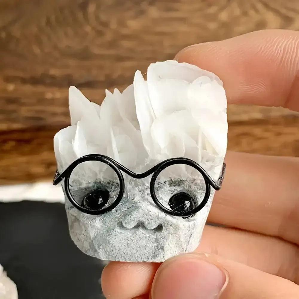 Crystal Pet Figurine with Glasses, Cluster, Mica or Rough Stone