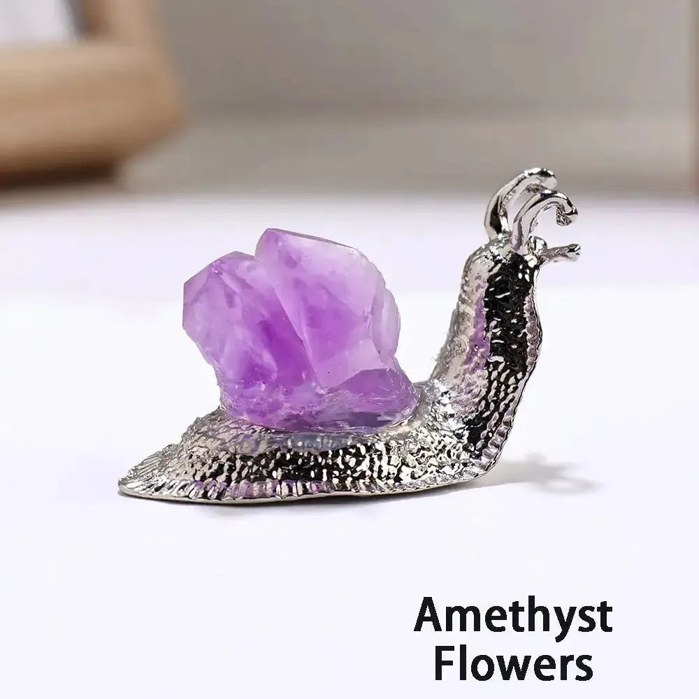 Crystal Snail Carving in 5 Stones-Novelty-Ali-Amethyst Flowers-Crystal Destiny