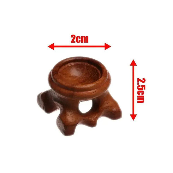 Elegant dark brown wooden display stand, 2cm wide and 2.5cm tall, perfect for crystal spheres or gemstones.