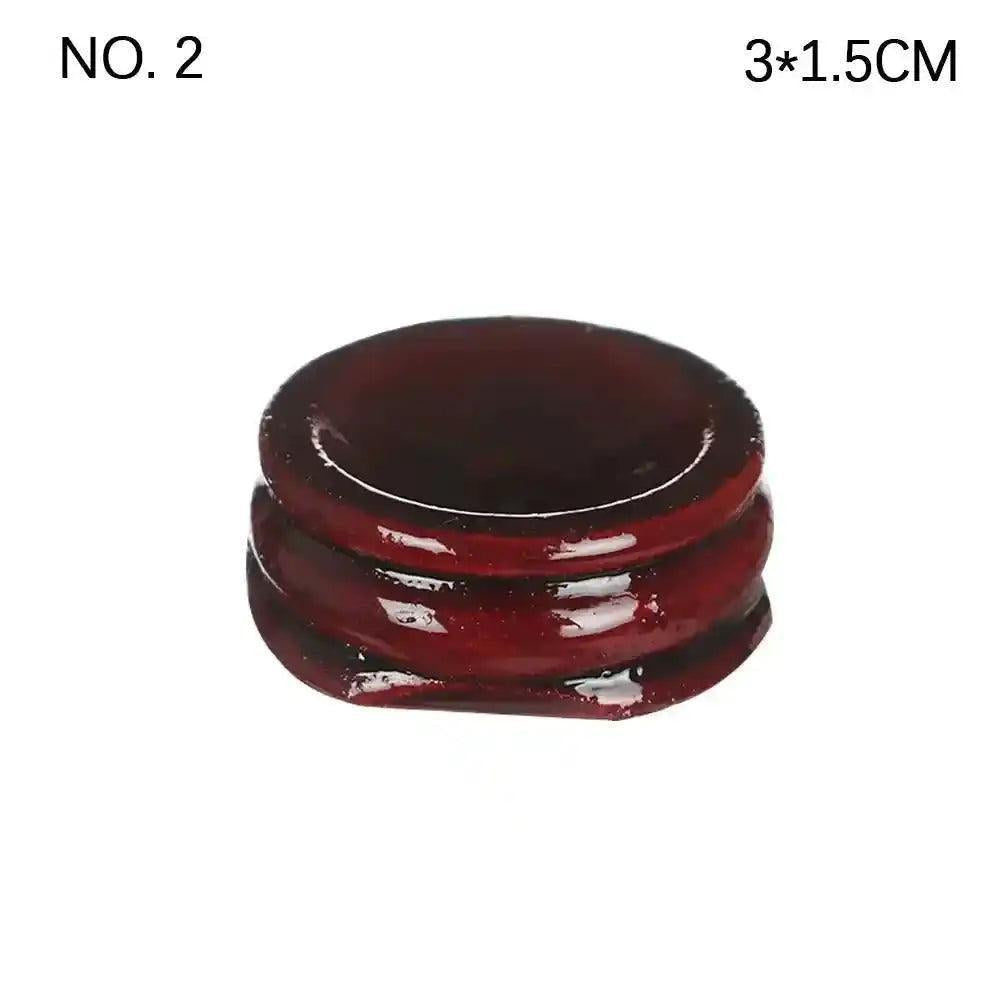 Elegant dark red wooden crystal sphere display stand, 3x1.5cm, perfect for showcasing gemstones.