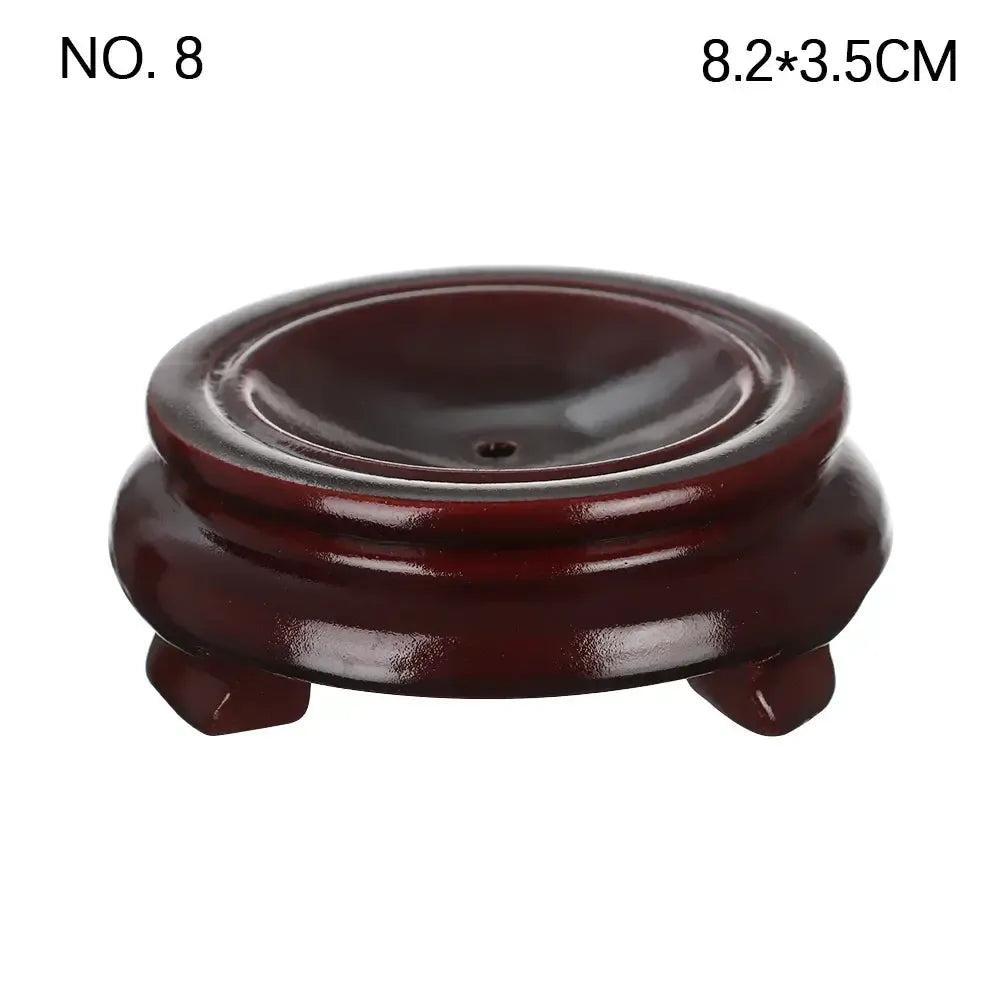 Elegant dark brown wooden Crystal Sphere Display Stand, 8.2x3.5cm, perfect for showcasing gemstones.