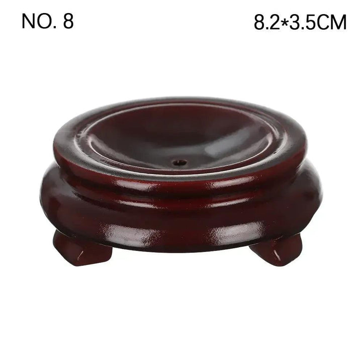 Elegant dark brown wooden Crystal Sphere Display Stand, 8.2x3.5cm, perfect for showcasing gemstones.