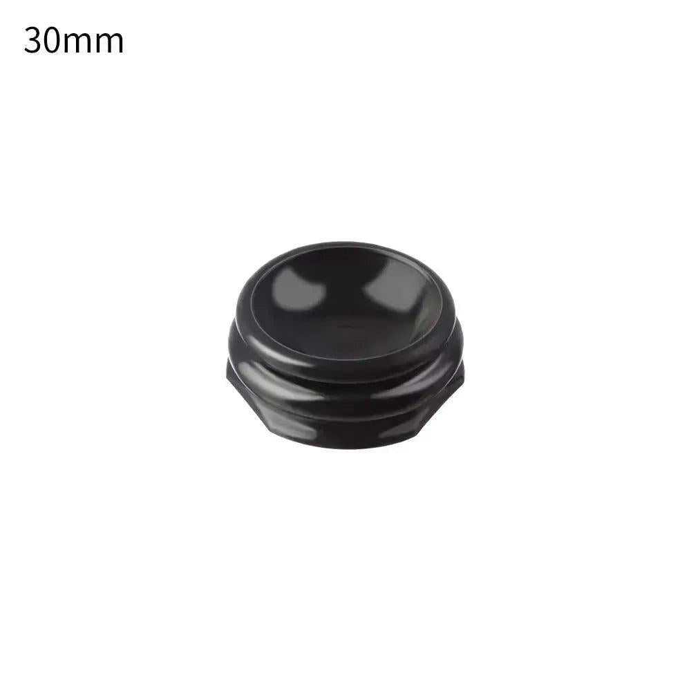 Elegant 30mm black resin sphere display stand, perfect for showcasing crystal spheres and gemstones with stability and style.