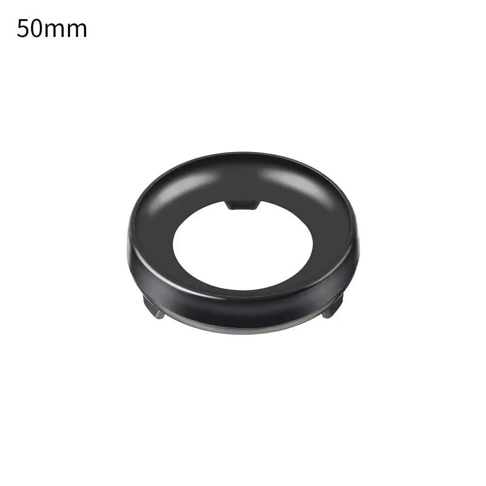 50mm black metal sphere display stand, elegantly showcasing crystal spheres or gemstones.
