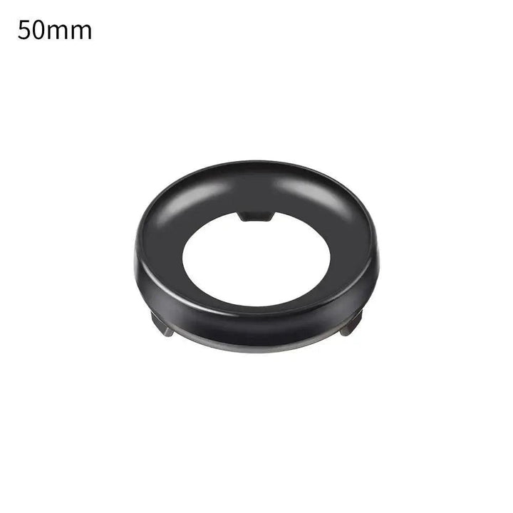 50mm black metal sphere display stand, elegantly showcasing crystal spheres or gemstones.