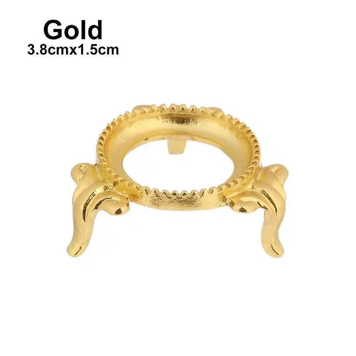 Elegant gold metal display stand, 3.8cmx1.5cm, for crystal spheres, gemstones, or miniature stones.
