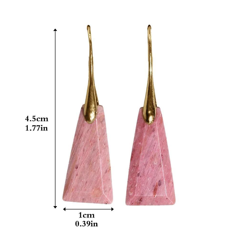 Rhodochrosite Crystal Stone Faceted Drop Earrings, activating the Heart Chakra for love and compassion.