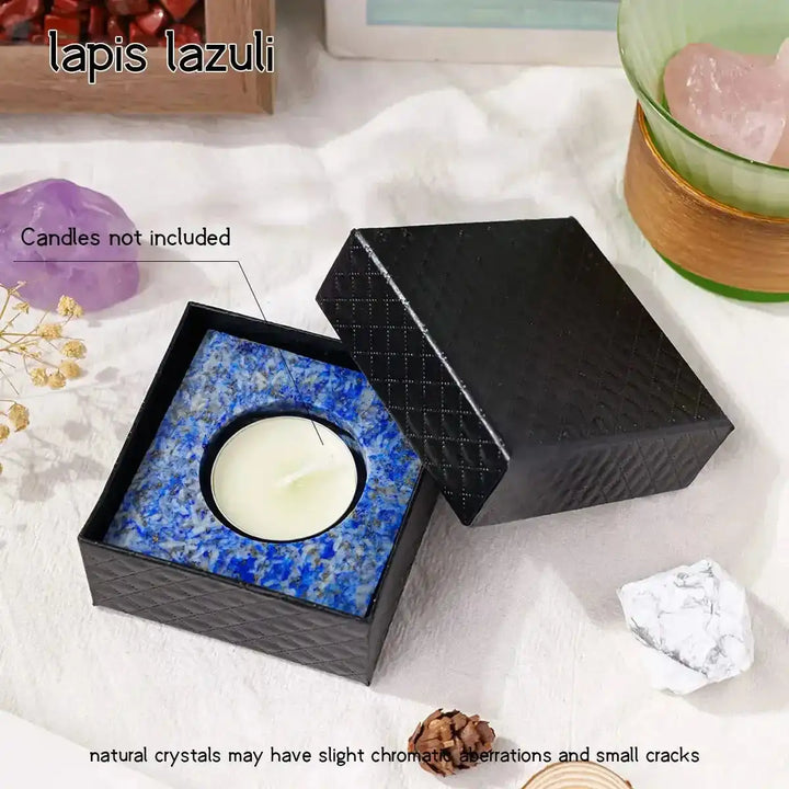 Crystal Tealight Candle Holder-Decorations-Ali-Lapis Lazuli-65mm x 25mm-Crystal Destiny