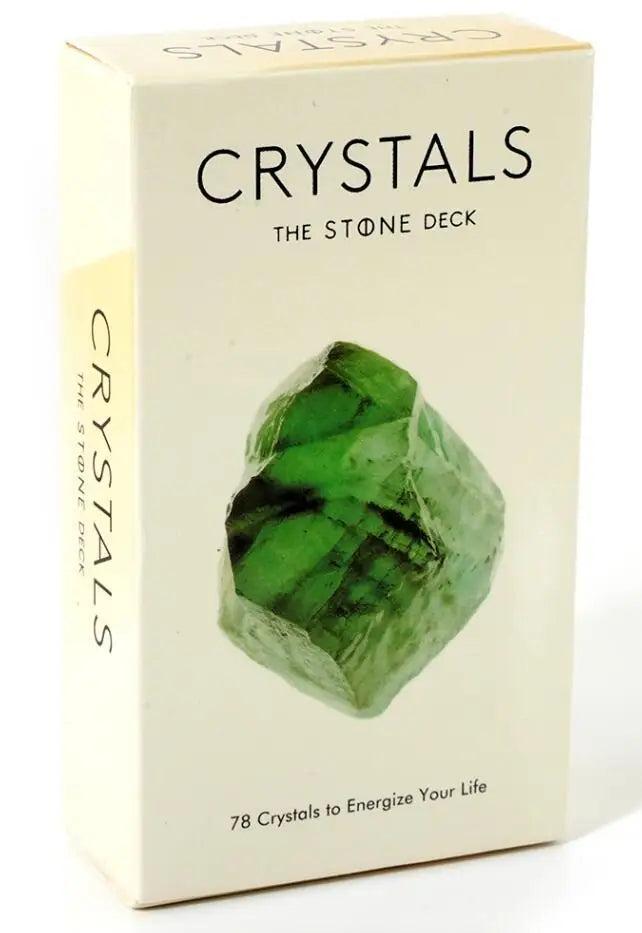 Crystals Tarot Oracle Deck: Deep Blue edition with vibrant green crystal, perfect for divination and spiritual reflection.