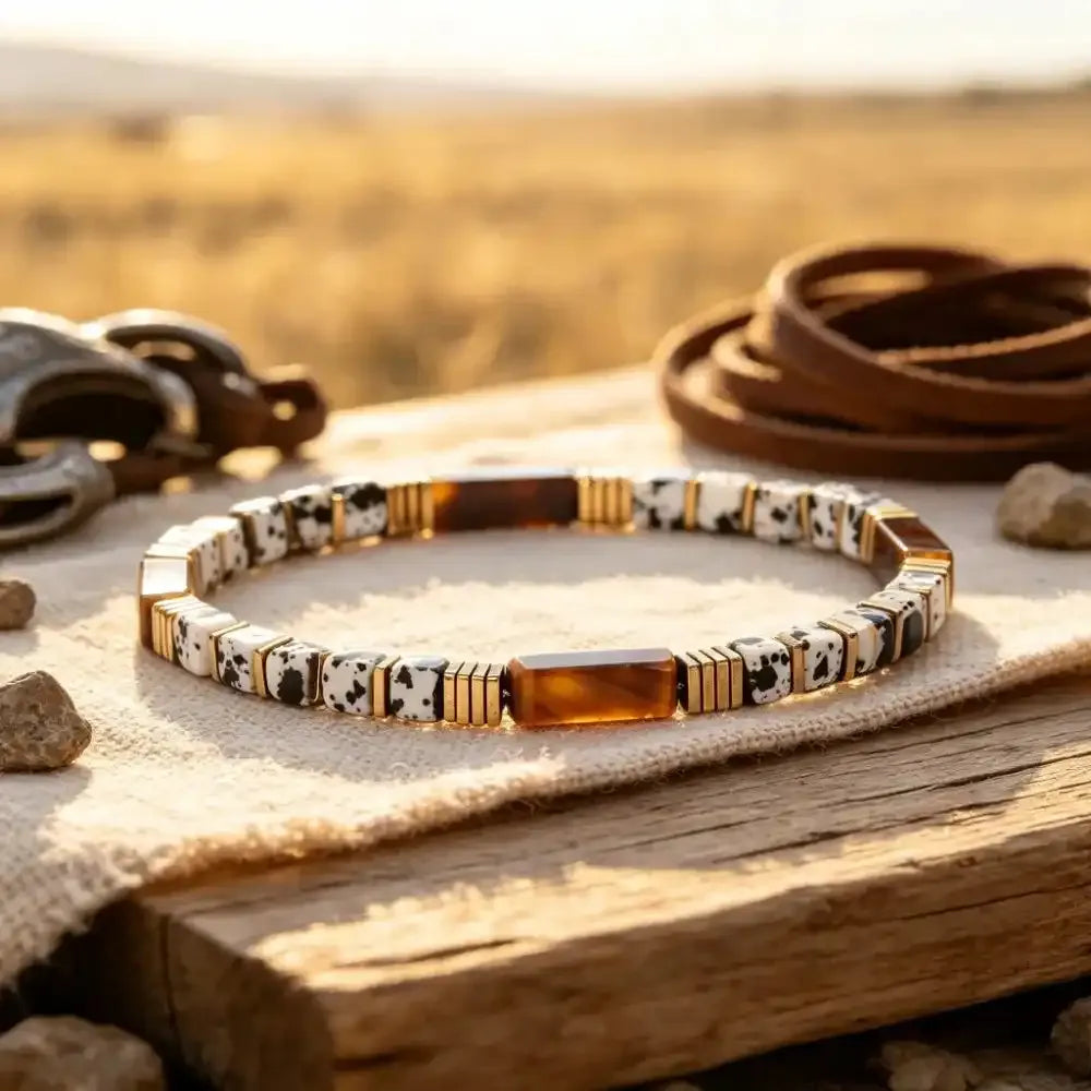 Dalmatian Jasper and Tiger's Eye Bead Bracelet