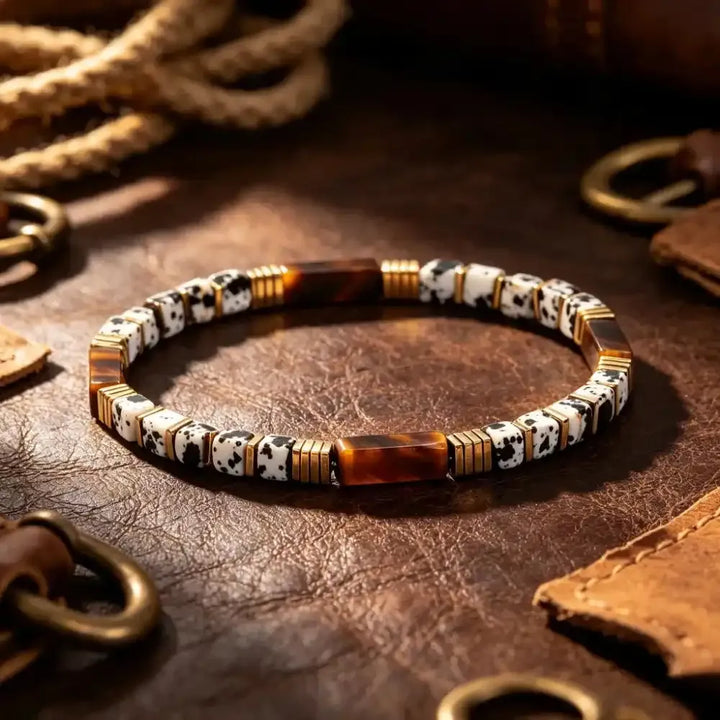 Dalmatian Jasper and Tiger's Eye Bead Bracelet