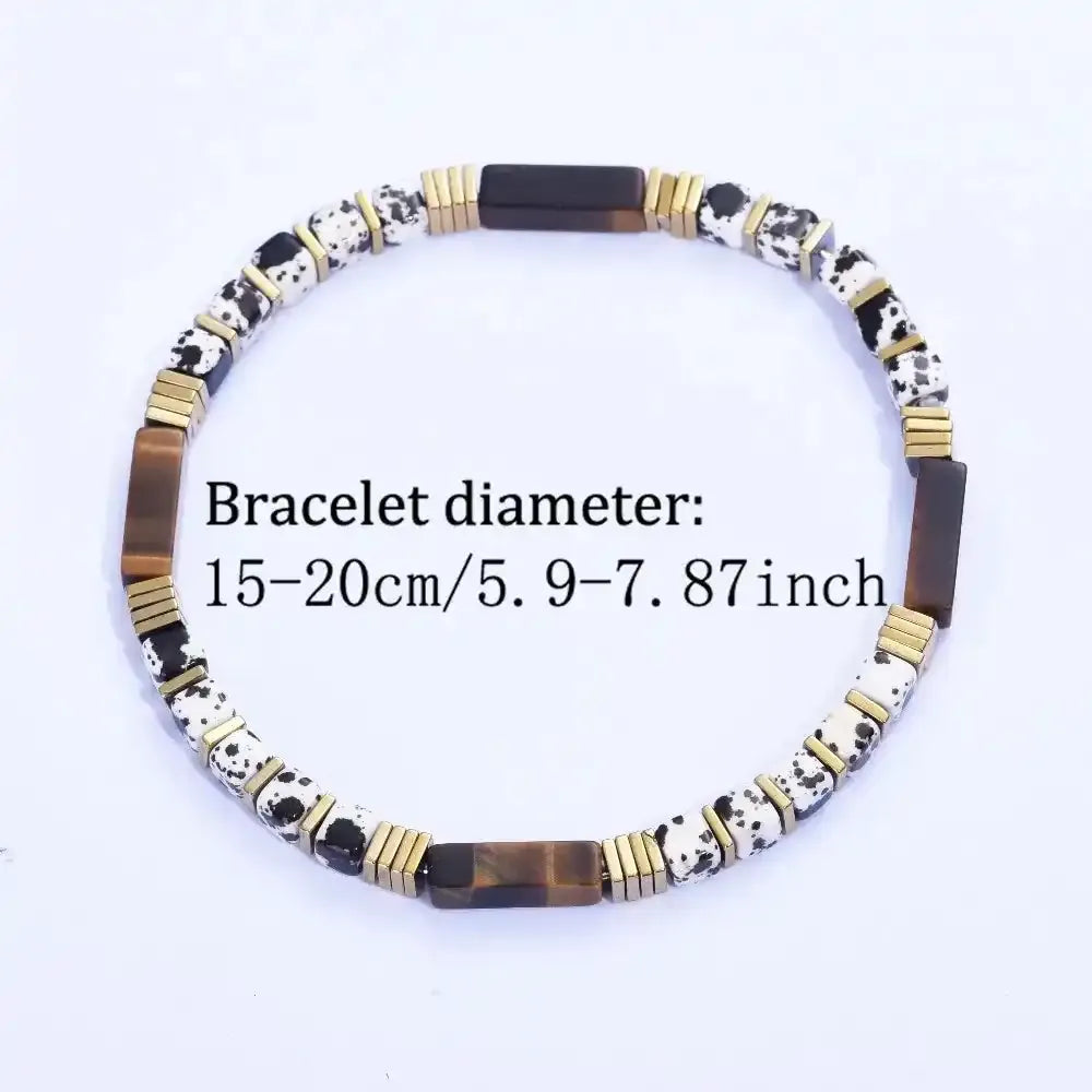 Dalmatian Jasper and Tiger's Eye Bead Bracelet