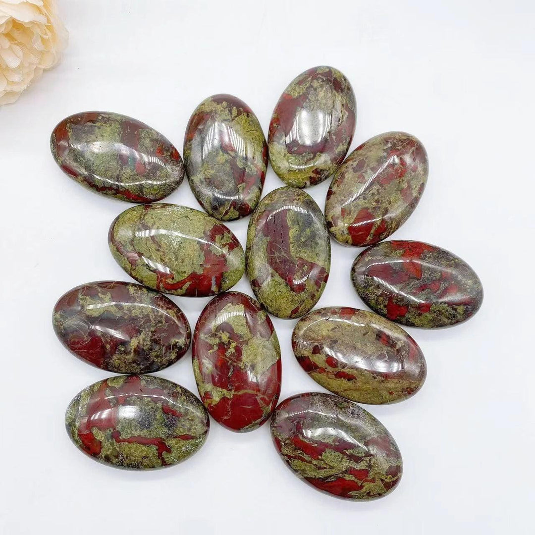 Dragon Blood Stone Crystal Polished Oval Palm Stone
