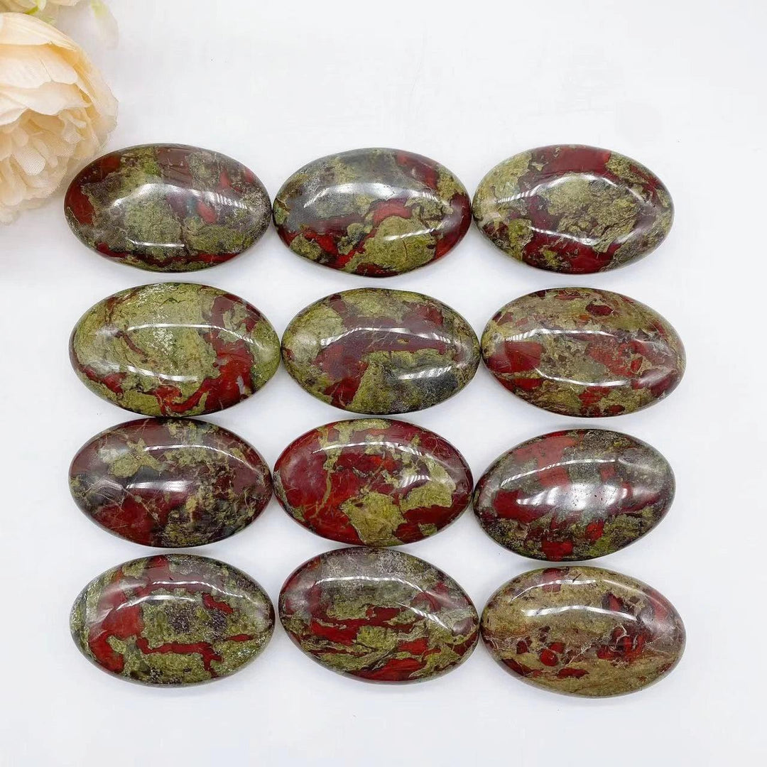 Dragon Blood Stone Crystal Polished Oval Palm Stone
