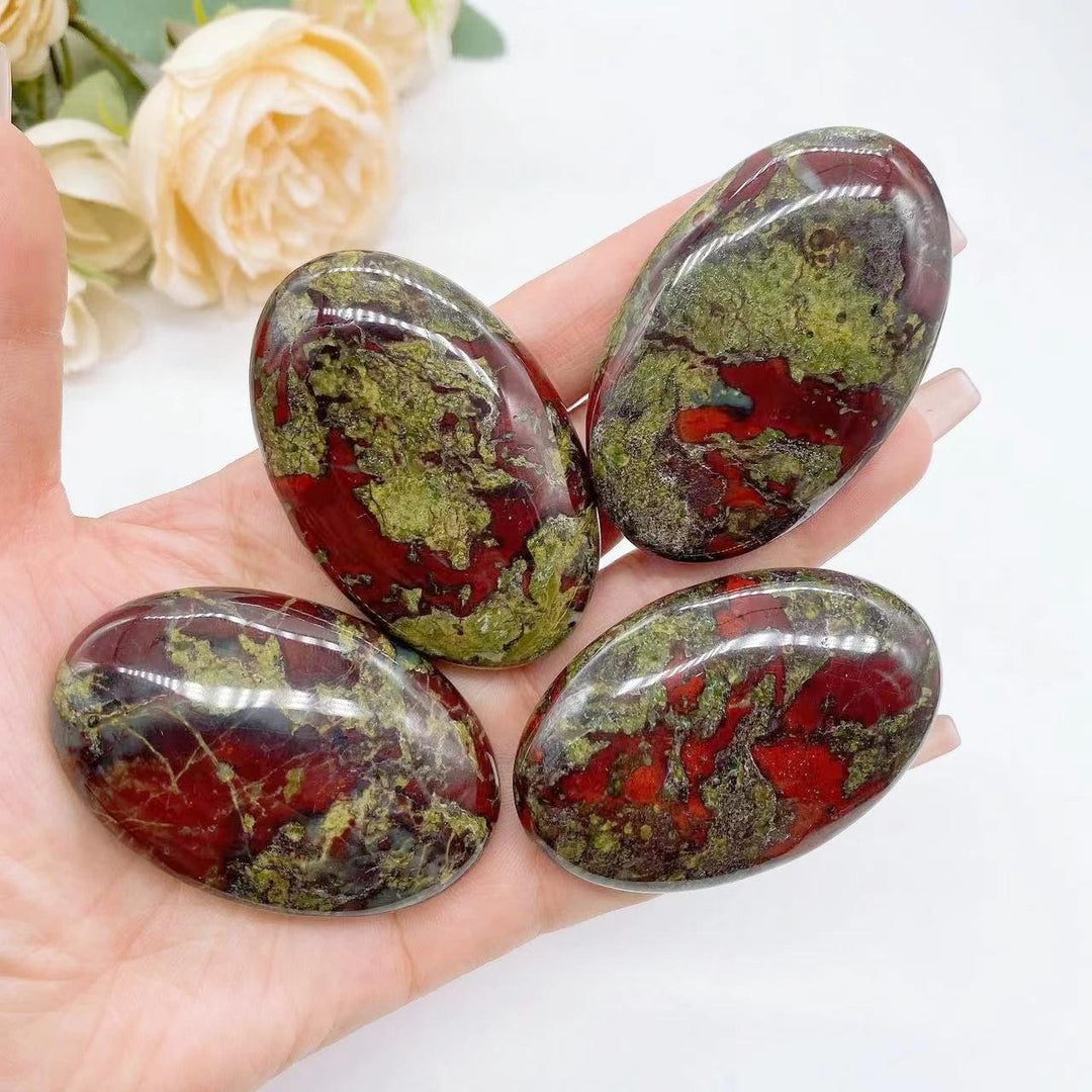 Dragon Blood Stone Crystal Polished Oval Palm Stone