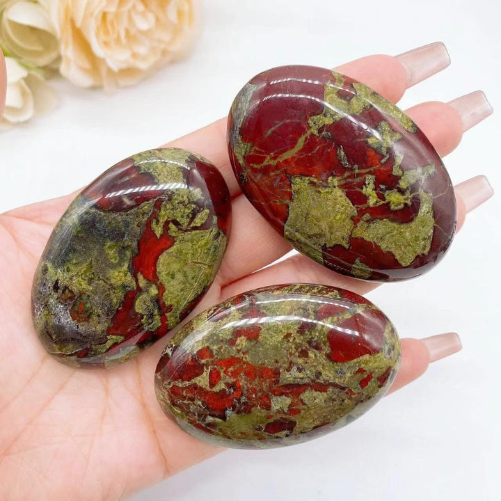 Dragon Blood Stone Crystal Polished Oval Palm Stone
