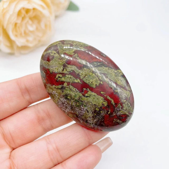 Dragon Blood Stone Crystal Polished Oval Palm Stone