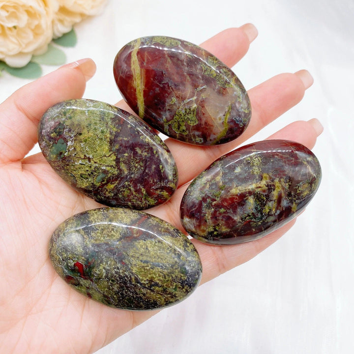 Dragon Blood Stone Crystal Polished Oval Palm Stone