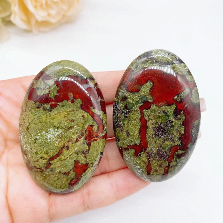 Dragon Blood Stone Crystal Polished Oval Palm Stone
