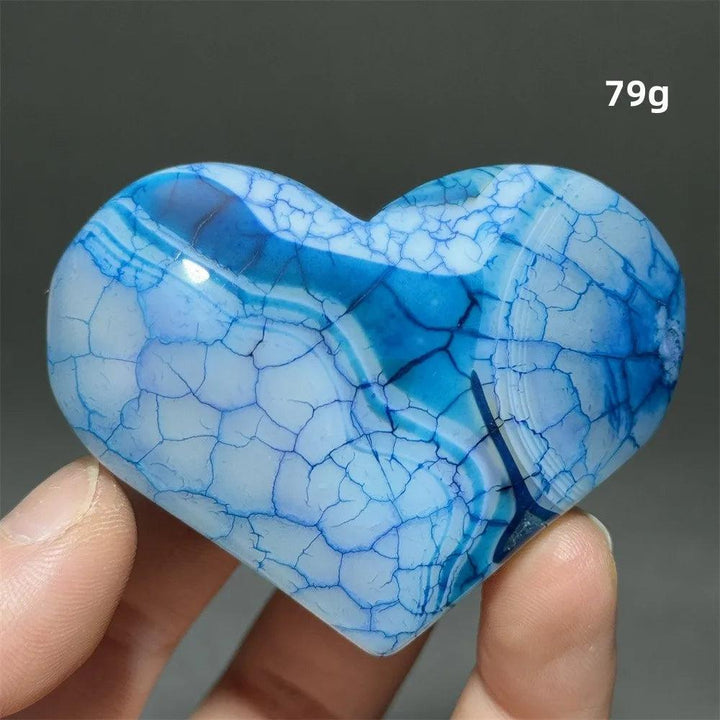 Blue Dragon Veined Agate Crystal Heart, 79g, for grounding, stability, and confidence.