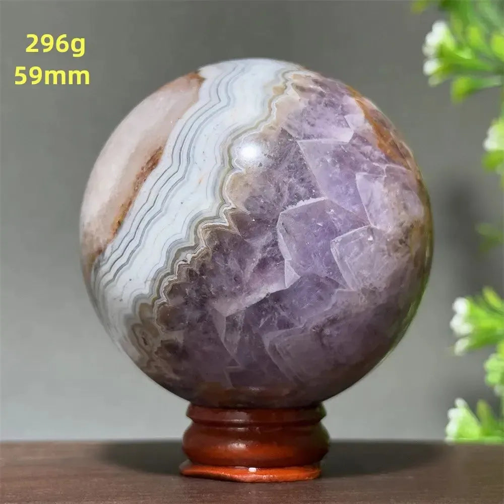 Dream Amethyst Crystal Sphere-Spheres-Ali-Labradorite-33 200g 52mm-Crystal Destiny
