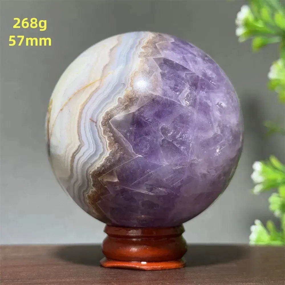 Dream Amethyst Crystal Sphere-Spheres-Ali-Labradorite-33 200g 52mm-Crystal Destiny