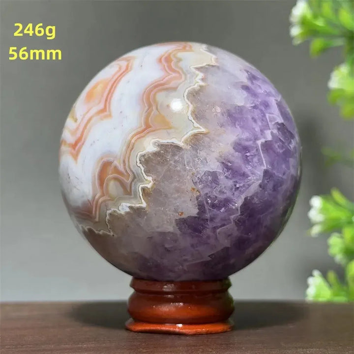 Dream Amethyst Crystal Sphere-Spheres-Ali-Labradorite-33 200g 52mm-Crystal Destiny