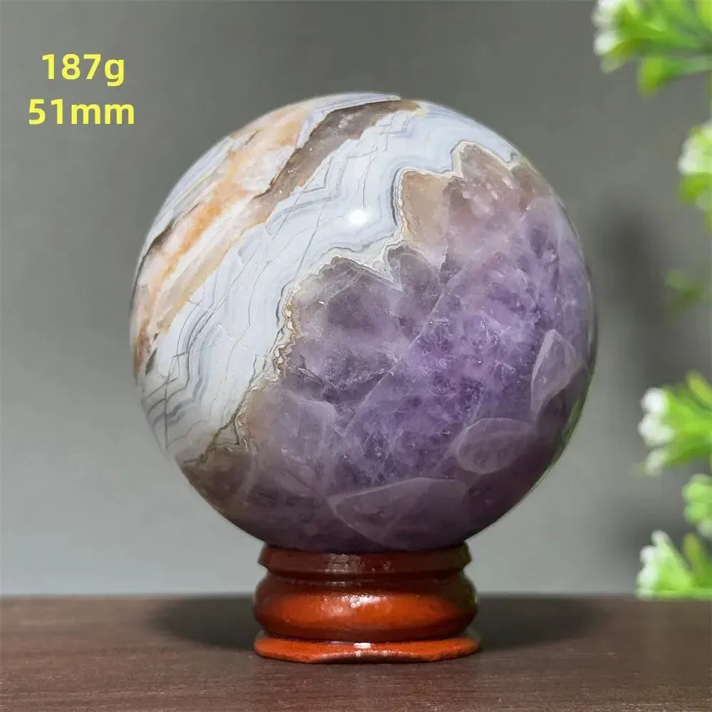 Dream Amethyst Crystal Sphere-Spheres-Ali-Labradorite-33 200g 52mm-Crystal Destiny