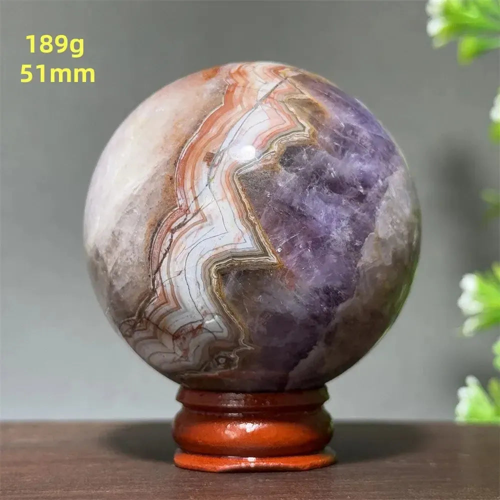 Dream Amethyst Crystal Sphere-Spheres-Ali-Labradorite-33 200g 52mm-Crystal Destiny