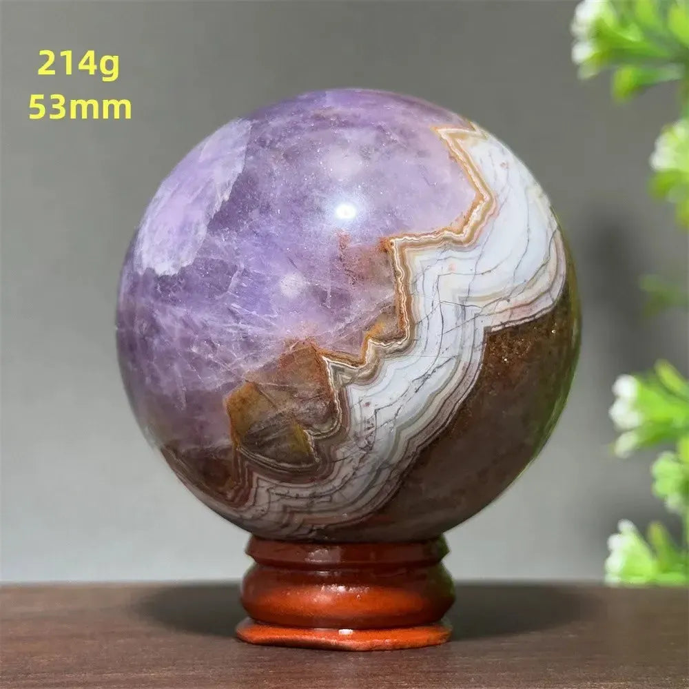Dream Amethyst Crystal Sphere-Spheres-Ali-Labradorite-33 200g 52mm-Crystal Destiny