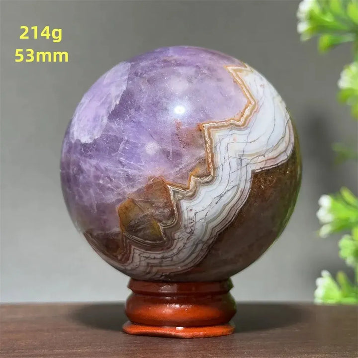 Dream Amethyst Crystal Sphere-Spheres-Ali-Labradorite-33 200g 52mm-Crystal Destiny