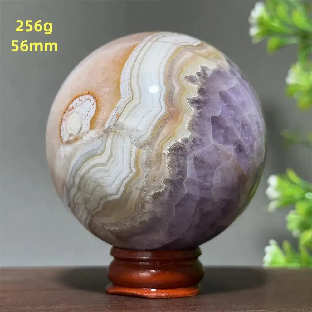 Dream Amethyst Crystal Sphere-Spheres-Ali-Labradorite-33 200g 52mm-Crystal Destiny