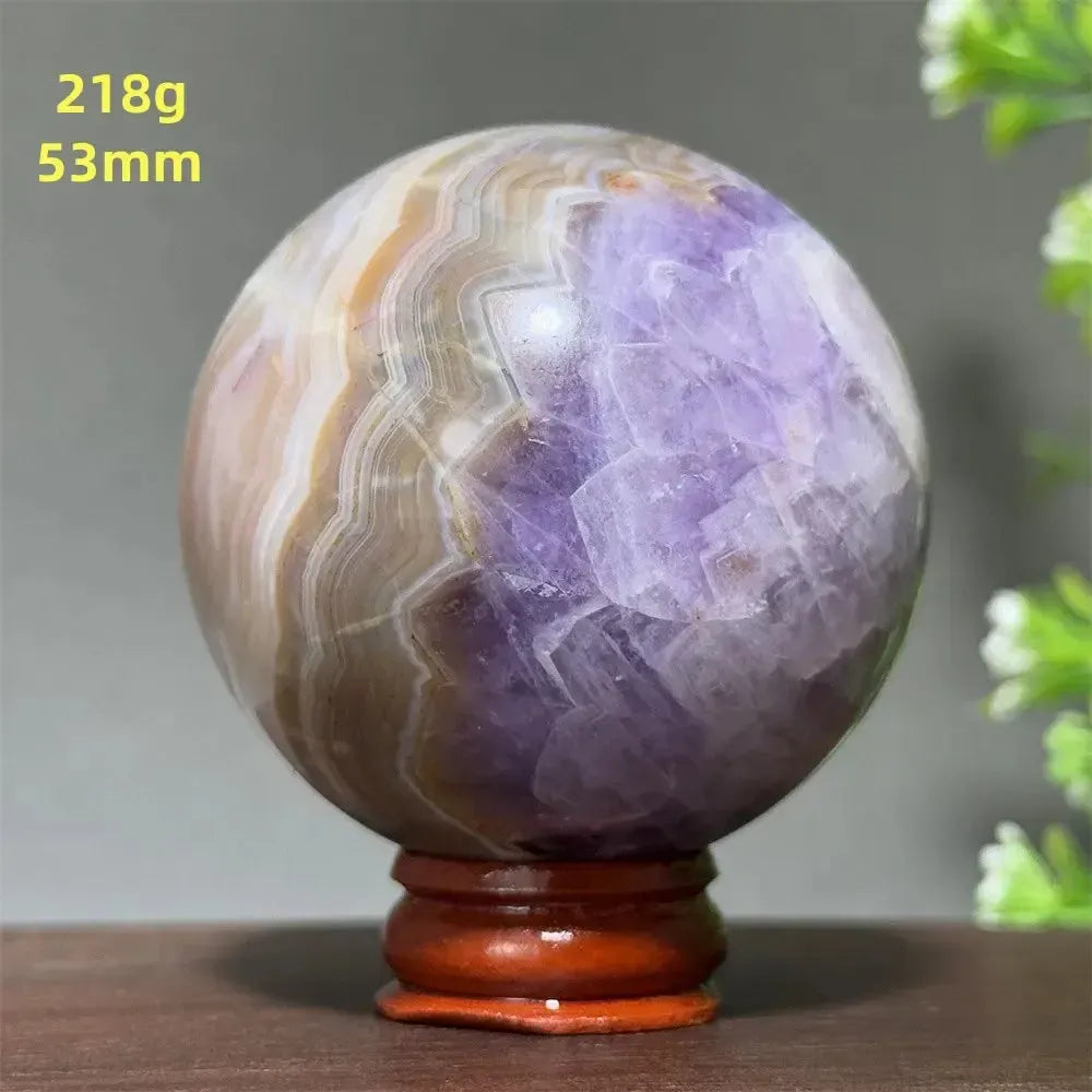 Dream Amethyst Crystal Sphere-Spheres-Ali-Labradorite-33 200g 52mm-Crystal Destiny