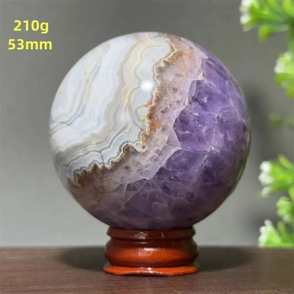 Dream Amethyst Crystal Sphere-Spheres-Ali-Labradorite-33 200g 52mm-Crystal Destiny