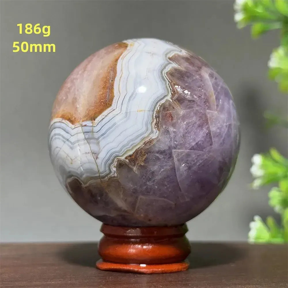 Dream Amethyst Crystal Sphere-Spheres-Ali-Labradorite-33 200g 52mm-Crystal Destiny