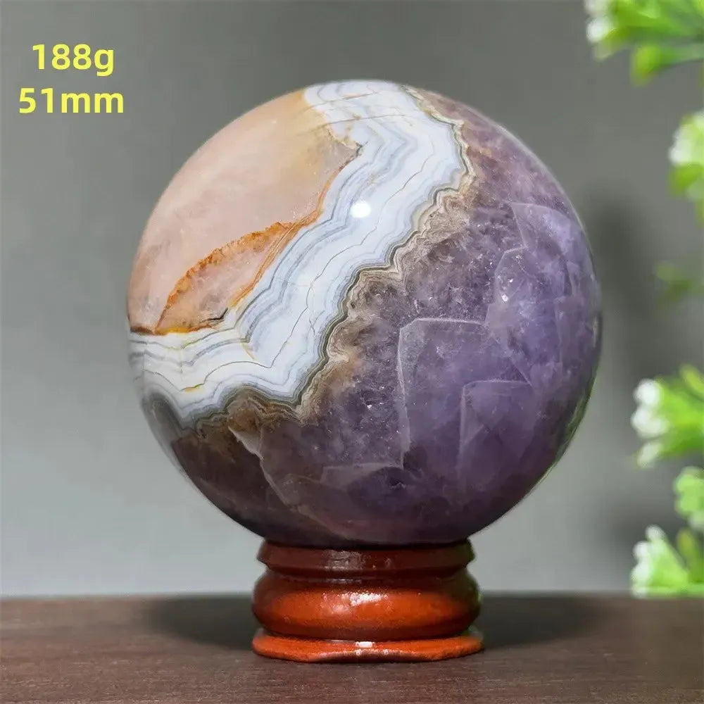 Dream Amethyst Crystal Sphere-Spheres-Ali-Labradorite-21 188g 51mm-Crystal Destiny