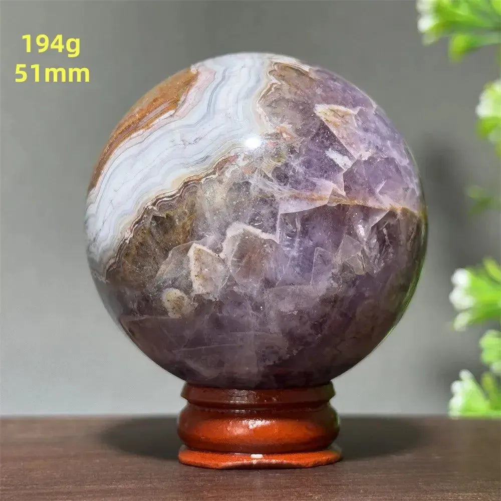 Dream Amethyst Crystal Sphere-Spheres-Ali-Labradorite-28 194g 51mm-Crystal Destiny