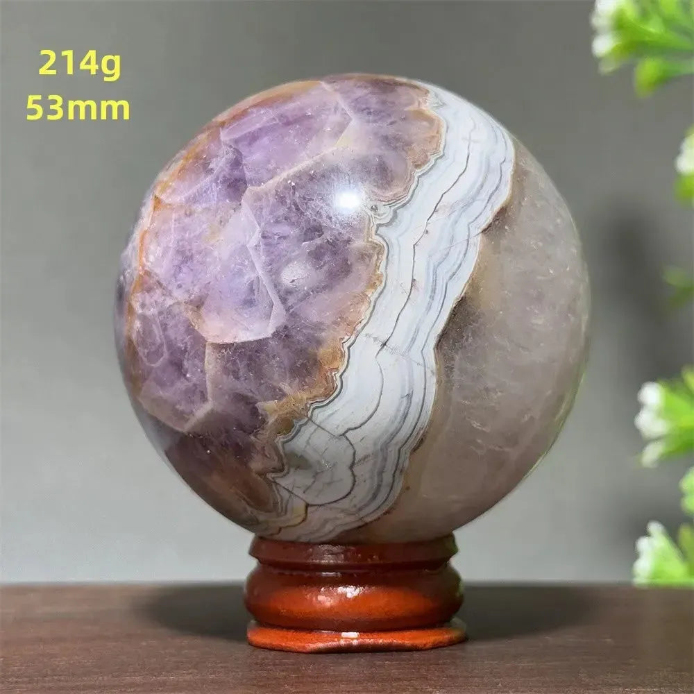 Dream Amethyst Crystal Sphere-Spheres-Ali-Labradorite-31 214g 53mm-Crystal Destiny