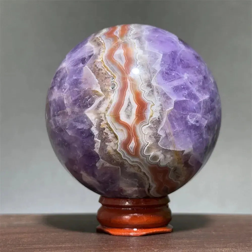 Dream Amethyst Crystal Sphere-Spheres-Ali-Labradorite-33 200g 52mm-Crystal Destiny