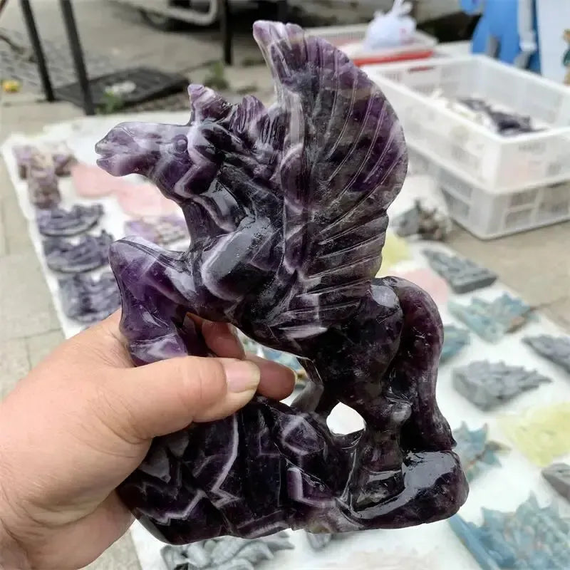 Dream Amethyst Horse Carving-Carvings-Ali-Dream Amethyst-125mm-Crystal Destiny