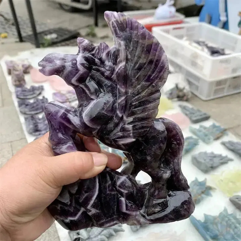 Dream Amethyst Horse Carving-Carvings-Ali-Dream Amethyst-125mm-Crystal Destiny
