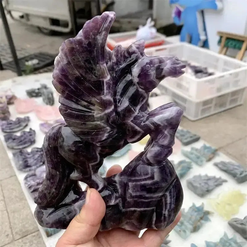 Dream Amethyst Horse Carving-Carvings-Ali-Dream Amethyst-125mm-Crystal Destiny