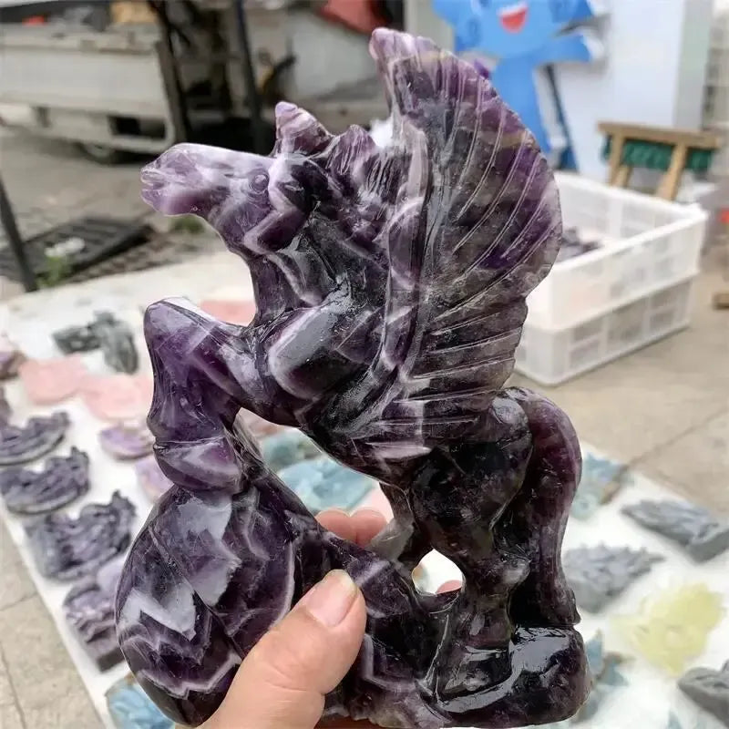 Dream Amethyst Horse Carving-Carvings-Ali-Dream Amethyst-125mm-Crystal Destiny